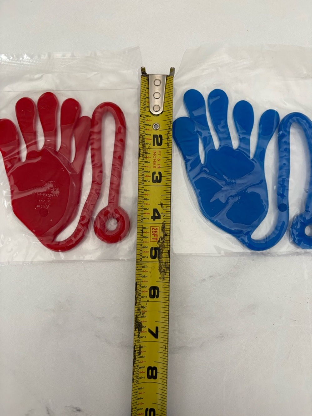 Set of 3 sticky hand toys in blue and red. Party favors, stocking stuffers,